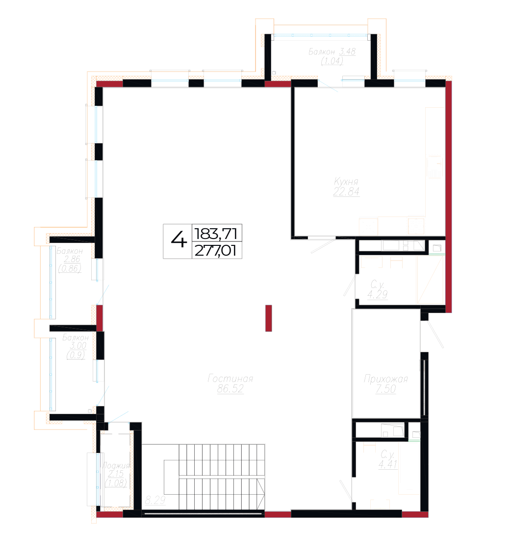 Пентхаус 277,01 м² — планировка 1